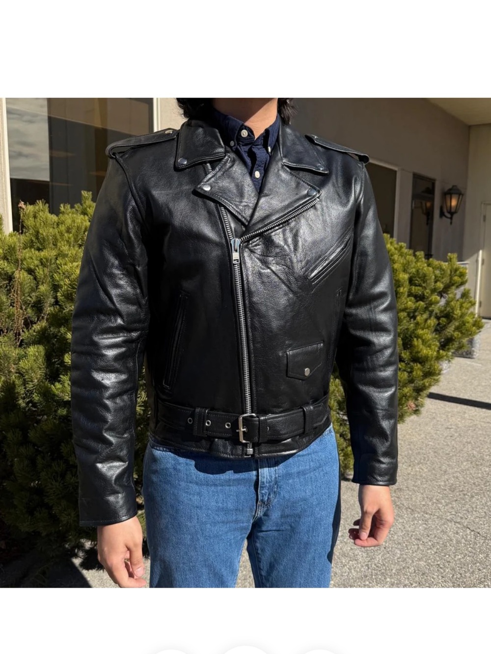 OPEN ROAD MEN’S BUFFALO LEATHER BIKER JACKET - Picture 6 of 9